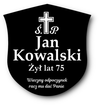 Tablica nagrobna tabliczka na grób na krzyż