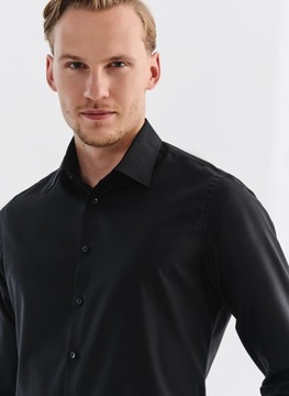 Czarna elegancka koszula męska Slim 100% bawełna PAKO LORENTE M