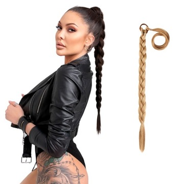 Doczepiany warkocz na gumce kucyk kitka doczepy 55cm #86/26 karmelowy blond