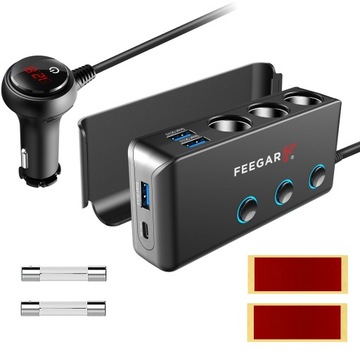 Rozdzielacz gniazda zapalniczki Feegar Ciga 200W 10A 12-24V USB