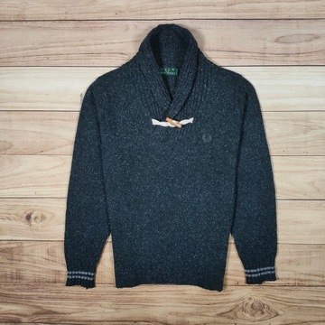 FRED PERRY Sweter Męski Wełniany Logowany r. M