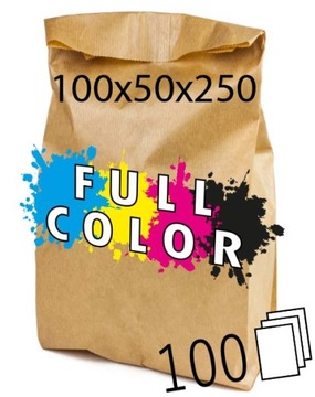 Torebka papierowa kolorowy nadruk CMYK S100x50x250 100szt LOGO GRAFIKA