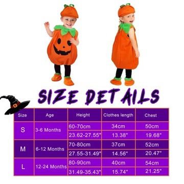Kids Children Halloween Pumpkin Costume with Hat C
