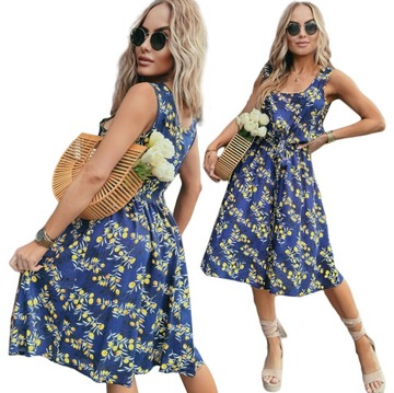 KOBIECA SUKIENKA mini troczek modna stylowa PRINT