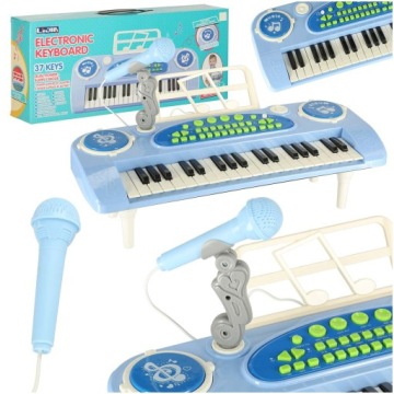 Interaktivní piano pro chlapce s mikrofonem, klávesnicí, varhany, modré