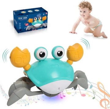 Ползающий КРАБ интерактивный звук БАТАРЕЯ играет музыку светится ДАТЧИК