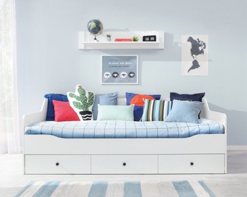 Мебель для детской спальни белая односпальная кровать с ящиками Bergen 13