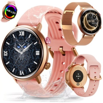 SMARTWATCH DAMSKI WODOODPORNY 5ATM DO PŁYWANIA AMOLED SMS POMIARY SPORT PL