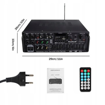 ПРИЕМНИК СТЕРЕОУСИЛИТЕЛЬ ПУЛЬТ ДИСТАНЦИОННОГО УПРАВЛЕНИЯ BLUETOOTH МОЩНЫЙ АУДИОПРИЕМНИК 2000ВТ