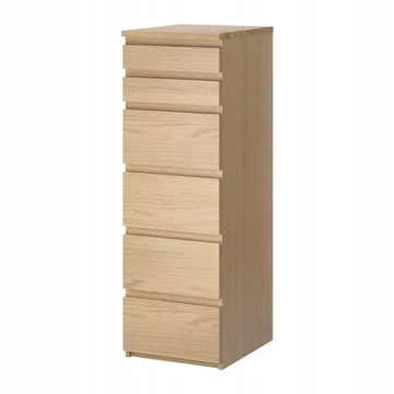 IKEA MALM komoda 6 szuflad z lustrem 40x123 Dąb