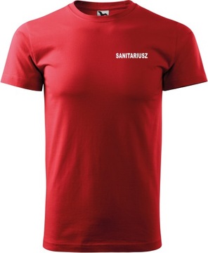 Koszulka medyczna męska nadruk SANITARIUSZ r.XL