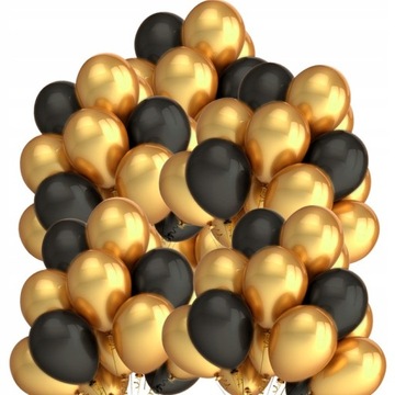 Balony Metaliczne złote czarne Ślub Urodziny Duże Sylwester