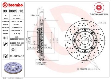 BREMBO 09.B085.13 Tarcza hamulcowa (1szt)