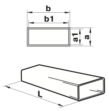 VENTS PCV SYSTEM FLAT PIPE Вентиляционный канал 204x60мм /1,0м /510