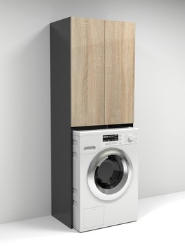 Черный + серый глянцевый шкаф над стиральной машиной