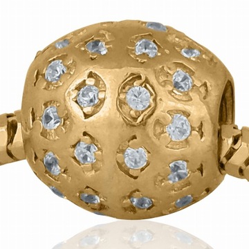 Charms Zawieszka Złota Owalna Cyrkonie Złoto 585