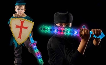 ДЛИННЫЙ СВЕТОВОЙ САБ MINECRAFT 61 СМ ПИКСЕЛЬ СВЕТЯЩИЙСЯ ЗВУК ОРУЖИЕ ИЗ СВЕТОДИОДНОЙ ИГРЫ