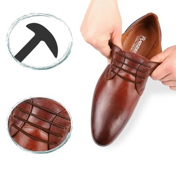 Коричневые шнурки для элегантной обуви без завязок