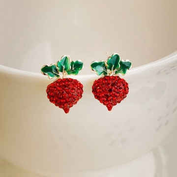 УКРАШЕНИЯ ДЛЯ УШ КРАСНЫЕ СЕРЬГИ-ПЛУГ ДЛЯ ДЕВОЧЕК ФРУКТЫ