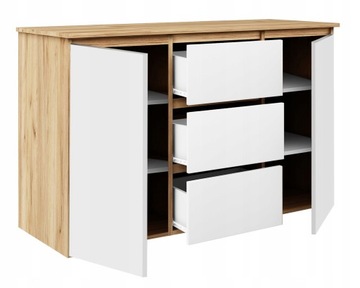 КОМОД 120см ЗОЛОТОЙ ДУБ БЕЛЫЙ СПАЛЬНЯ ГОСТИНАЯ