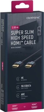 CLICKTRONIC Kabel HDMI - HDMI 4K v2.0 SLIM 60Hz 2m