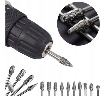 ФРЕЗА РОТОРНЫЕ НАПИЛЬНИКИ ПО МЕТАЛЛУ ТВЕРДОСВЕРДЫЕ НАБОР 10 ШТ.