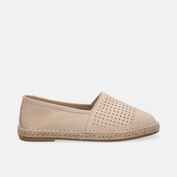 Buty damskie VENEZIA. Modne, wygodne skórzane beżowe espadryle rozm. 40