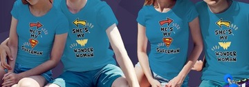 KOSZULKI KOSZULKA T-SHIRT DLA PAR MY SUPERMAN MY WONDER WOMAN JAKOŚĆ