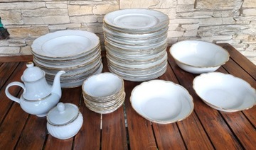 Zastawa stołowa porcelana sygnowane naczynia talerze dzbanek serwis BAVARIA