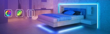 Светодиодная лента RGB 5050, 15 м, Bluetooth-приложение, дистанционное управление