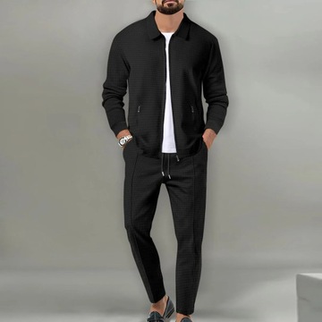 Spring Autumn Men's Set Pure Color Casual Sportswe