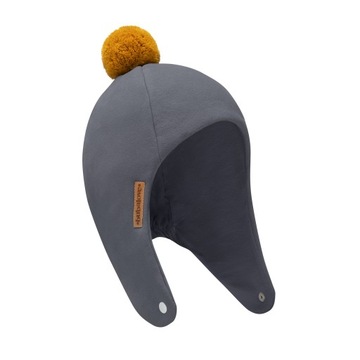 Zimowa czapka pilotka antracyt z pomponem 53-56 cm