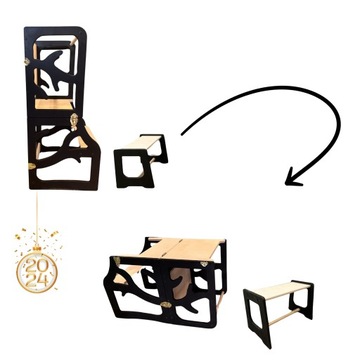KITCHEN HELPER pomocnik kuchenny biurko tablica krzesełko 4w1 czarny TREE