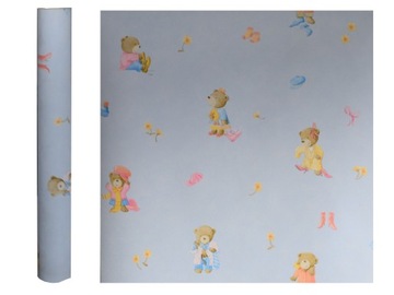 TAPETA MIŚKI DO POKOJU DZIECKA BŁEKITNA TAPETY