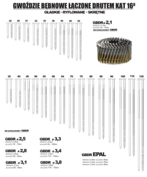 Пневматический барабанный гвоздезабиватель 4PROCN55 + проволочные гвозди 16° 21x50 мм 9 000 зл.