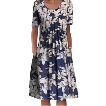 LETNIA SUKIENKA DAMSKA MAXI ELEGANCKA VINTAGE WZORY DŁUGA SUKNIA ZIELONY