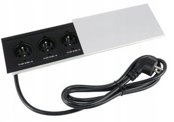 GNIAZDO WPUSZCZANE PRZESUWNE MODUŁ4 3X230V SREBRNE