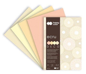 Blok DECO ECRU A4 20 kartek 4 kolory HAPPY COLOR 170 g/m2