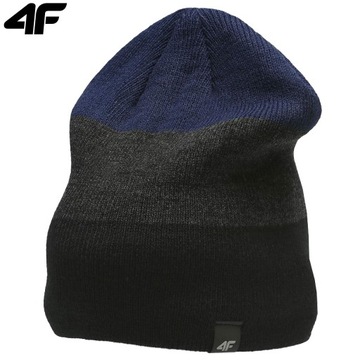 4F CZAPKA ZIMOWA DWUWARSTWOWA mikropolar CAPM305 szaroczarna r. L