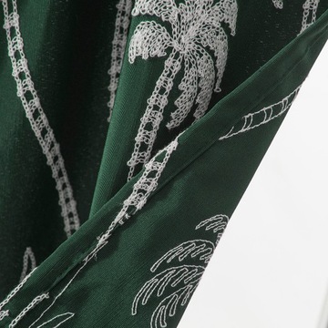 Шторы-вуали с вышитым кружевом, зеленый_90х90см