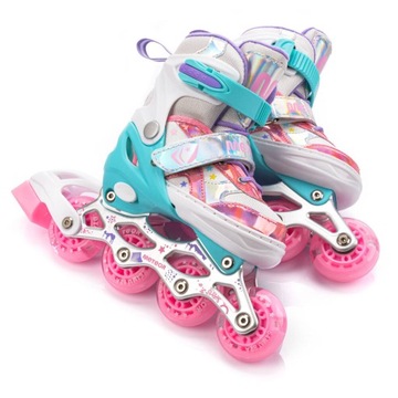 Роликовые коньки Роликовые коньки Регулируемые роликовые коньки 4 в 1 со светодиодной подсветкой Метеор, размер S 30-33