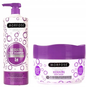 MORFOSE KERATIN ZESTAW DO WŁOSÓW ZNISZCZONYCH SZAMPON 1000ML + MASKA 500ML