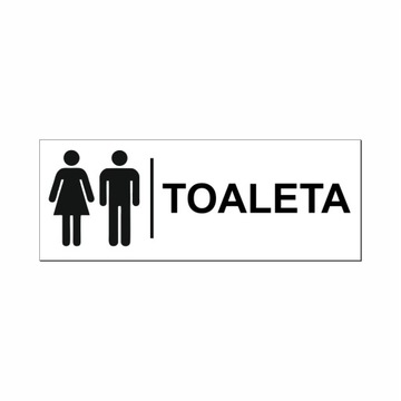 Tabliczka na drzwi TOALETA biała 20x7,5 cm