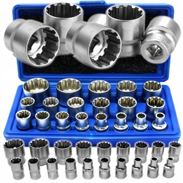 ZESTAW KLUCZY NASADKI SPLINE 8-32 mm KLUCZE 1/2 19el DWUNASTOKĄTNE 12-KĄT.
