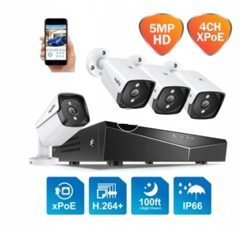 ZESTAW MONITORINGU IP POE 5MP DO DOMU FIRMY SKLEPU