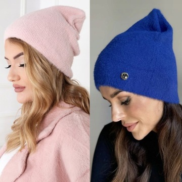 CZAPKA ALPAKA GŁADKA DAMSKA CIEPŁA WYGODNA DAMSKA SPORTOWA KOLORY 2110