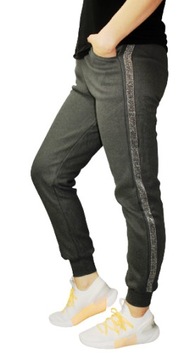 ЖЕНСКИЕ ТЕПЛЫЕ СПОРТИВНЫЕ БРЮКИ С ДЕКОРАТИВНЫМ ПОЯСОМ L/XL