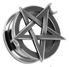 Tunel plug stalowy PENTAGRAM metal SATAN 10mm
