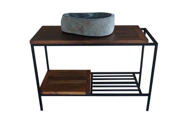 DREWNIANA SZAFKA POD UMYWALKĘ LOFT Z PÓŁKĄ 100CM