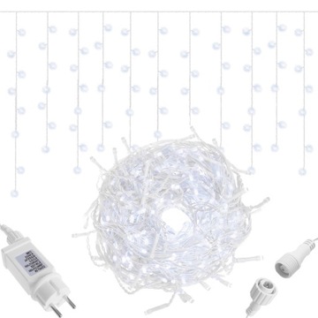 KURTYNA ŚWIETLNA SOPLE 300 LED LAMPKI IP44 BIAŁE